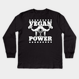 Vegan Power Weightlifter Kids Long Sleeve T-Shirt